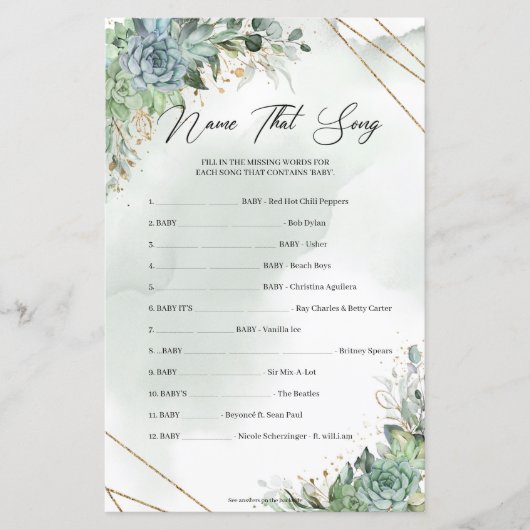 Grünfolien succulents gold Name That Song (Vorderseite)