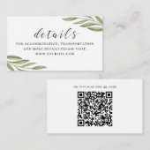 Grünfolienskripte Hochzeitsdetails + QR-Code Begleitkarte (Vorne/Hinten)