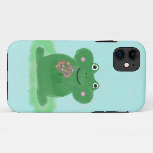 Grünfrosch mit Blume Case-Mate iPhone Hülle (Rückseite (Horizontal))