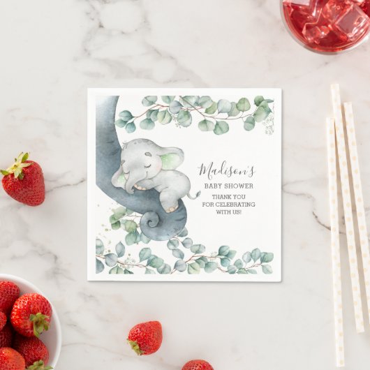 Grünfutter Elephant Gender Neutral Baby Dusche Serviette (Beispiel)