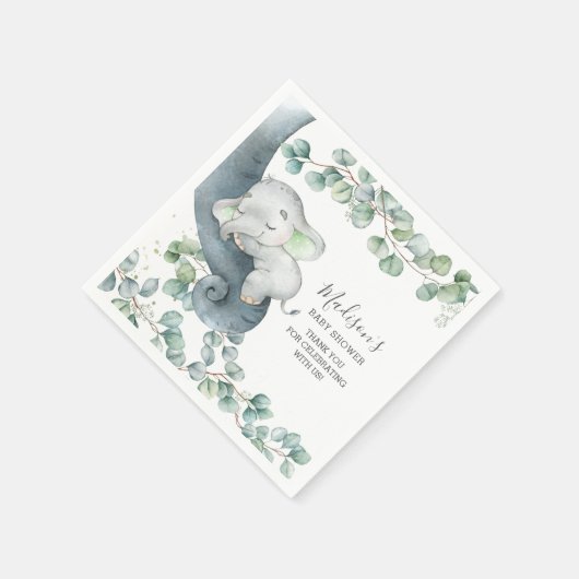 Grünfutter Elephant Gender Neutral Baby Dusche Serviette (Ecke)