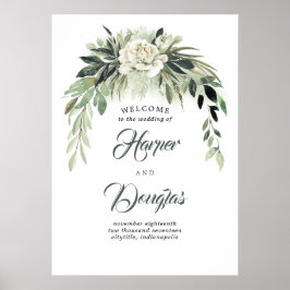 Grüngarland Botanische Hochzeit Begrüßungszeichen Poster