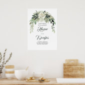 Grüngarland Botanische Hochzeit Begrüßungszeichen Poster (Küche)