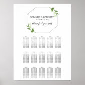 Grüngarten Blätter Rahmen Hochzeitsdiagramm Poster (Vorne)