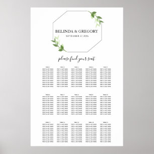 Grüngarten Blätter Rahmen Hochzeitsdiagramm Poster