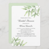 Grüngarten. Brautparty mit Olivenzweigen Einladung (Vorne/Hinten)