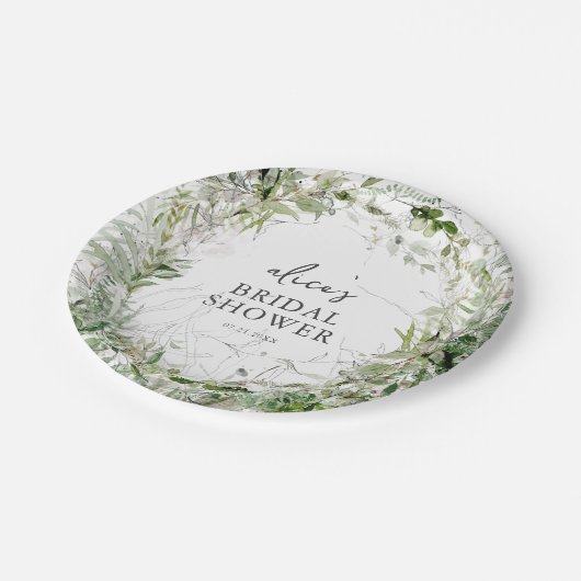 Grüngarten Brautparty Papierplatte Pappteller (Schrägansicht)