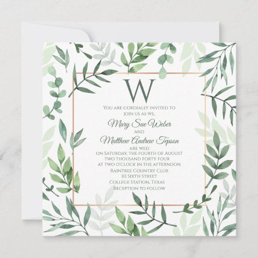 Grüngarten Einladung zur Hochzeit (Vorderseite)