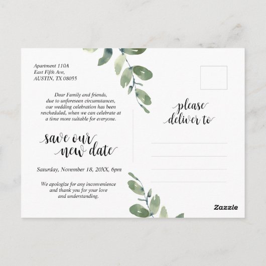 Grüngarten, Planänderung, Zurückgestellt Postkarte (Rückseite)