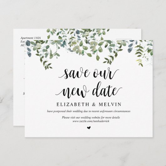 Grüngarten, Rett unser neues Datum, verschoben Postkarte (Vorne/Hinten)