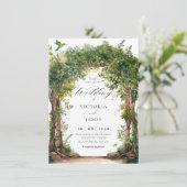 Grüngartenbogen Blätter Hochzeit Einladung (Stehend Vorderseite)