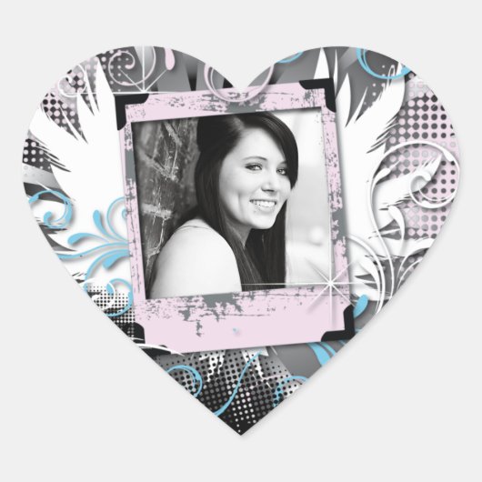 Grunge 16 . Geburtstag Sticke Herz-Aufkleber (Vorderseite)