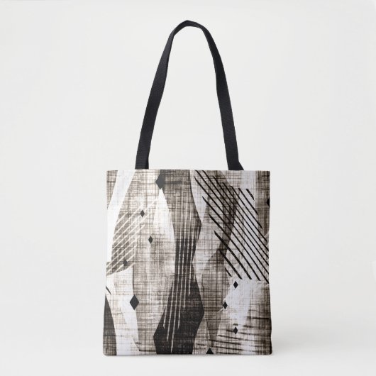 Grunge abstrakte, geometrisch gestreifte Beige Tasche (Vorderseite)