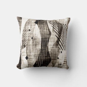 Grunge abstraktes geometrisch gestreiftes Beige Kissen