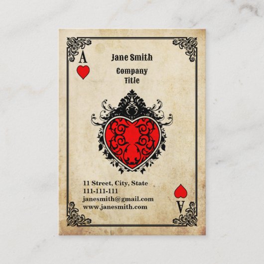 Grunge Ace of Hearts Visitenkarte (Vorderseite)