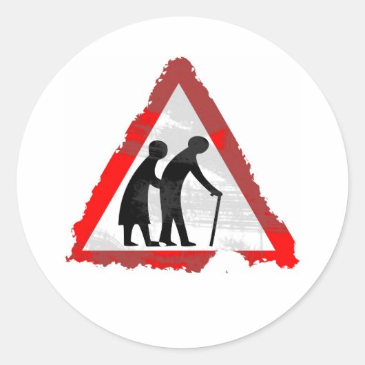 Grunge Ältere Menschen unterschreiben Runder Aufkleber (Vorderseite)