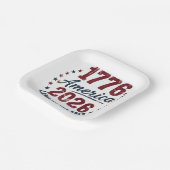 Grunge America 1776 - 2026 Land of the Free  Pappteller (Gewinkelt)