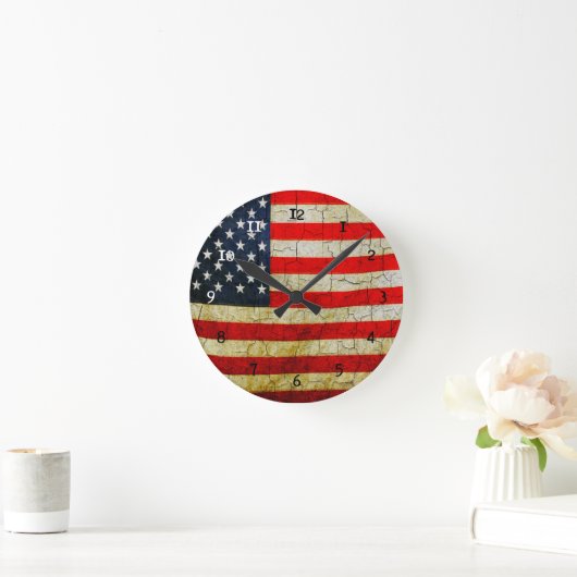 Grunge America Runde Wanduhr (Zuhause)