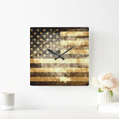 Grunge American Flag 3 Quadratische Wanduhr (Zuhause)