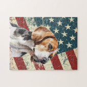 Grunge American Flag Beagle Dog Puzzle (Horizontal)