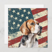 Grunge American Flag Beagle Hound Dog Flat Card (Vorne/Hinten)