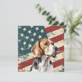 Grunge American Flag Beagle Hound Dog Flat Card (Stehend Vorderseite)
