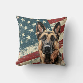 Grunge American Flag Belgisch Malinois Dog Kissen