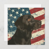 Grunge American Flag Black Labrador Flat Card (Vorne/Hinten)
