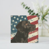 Grunge American Flag Black Labrador Flat Card (Stehend Vorderseite)