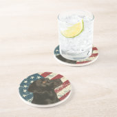 Grunge American Flag Black Labrador Retriever Dog Getränkeuntersetzer (Seite)
