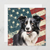 Grunge American Flag Border Collie Dog Flat Card (Vorne/Hinten)