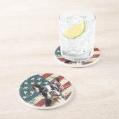 Grunge American Flag Boston Terrier Dog Getränkeuntersetzer (Seite)