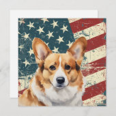 Grunge American Flag Corgi Dog Flat Card (Vorne/Hinten)