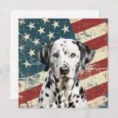 Grunge American Flag Dalmatian Flat Card (Vorne/Hinten)