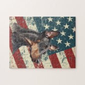 Grunge American Flag Doberman Pinscher Dog Puzzle (Horizontal)