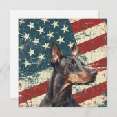 Grunge American Flag Doberman Pinscher Flat Card (Vorne/Hinten)