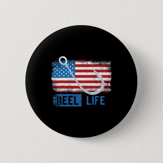 Grunge American Flag Fisherman Graphic Button (Vorderseite)