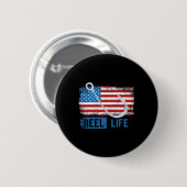 Grunge American Flag Fisherman Graphic Button (Vorne & Hinten)