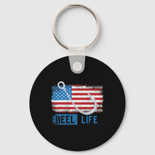 Grunge American Flag Fisherman Graphic Schlüsselanhänger