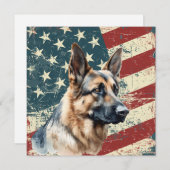 Grunge American Flag German Shepherd Dog Flat Card (Vorne/Hinten)
