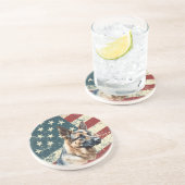 Grunge American Flag German Shepherd Dog Getränkeuntersetzer (Seite)