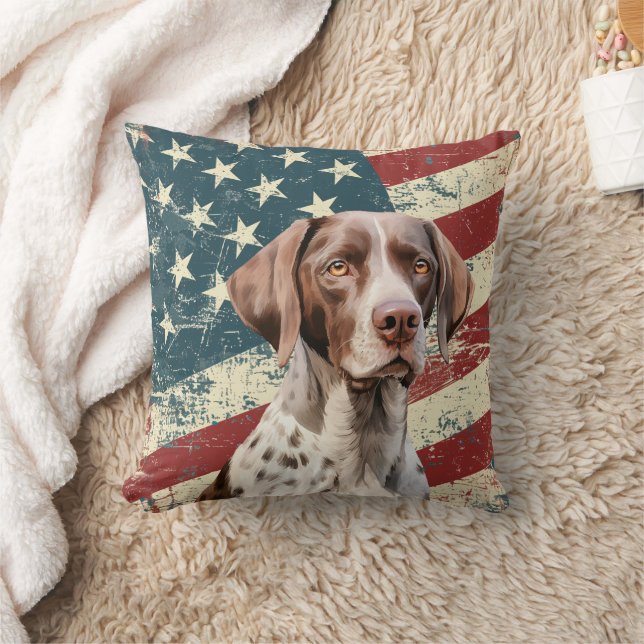 Grunge American Flag German Shororthopädie Pointer Kissen (Decke)