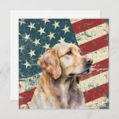 Grunge American Flag Golden Retrieve Dog Flat Card (Vorne/Hinten)