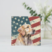 Grunge American Flag Golden Retrieve Dog Flat Card (Stehend Vorderseite)