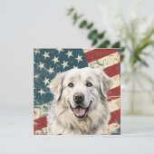 Grunge American Flag Great Pyrenees Flat Card (Stehend Vorderseite)