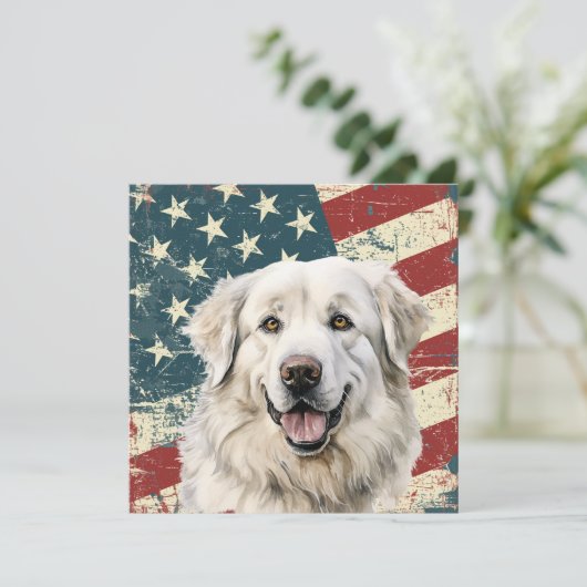 Grunge American Flag Great Pyrenees Flat Card (Stehend Vorderseite)