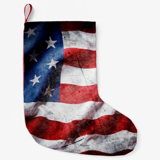 Grunge American Flag Kleiner Weihnachtsstrumpf (Vorderseite)