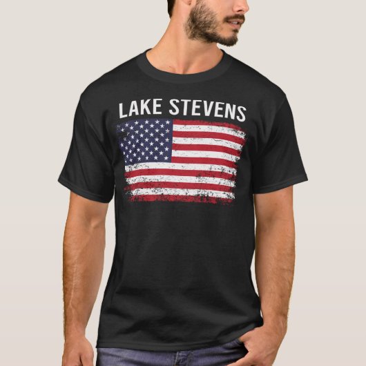 Grunge American Flag Lake Stevens T-Shirt (Vorderseite)