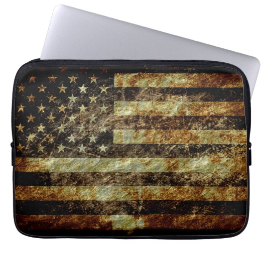 Grunge American Flag Laptopschutzhülle (Vorderseite)