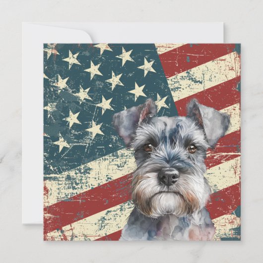 Grunge American Flag Miniature Schnauzer Flat Card (Vorderseite)